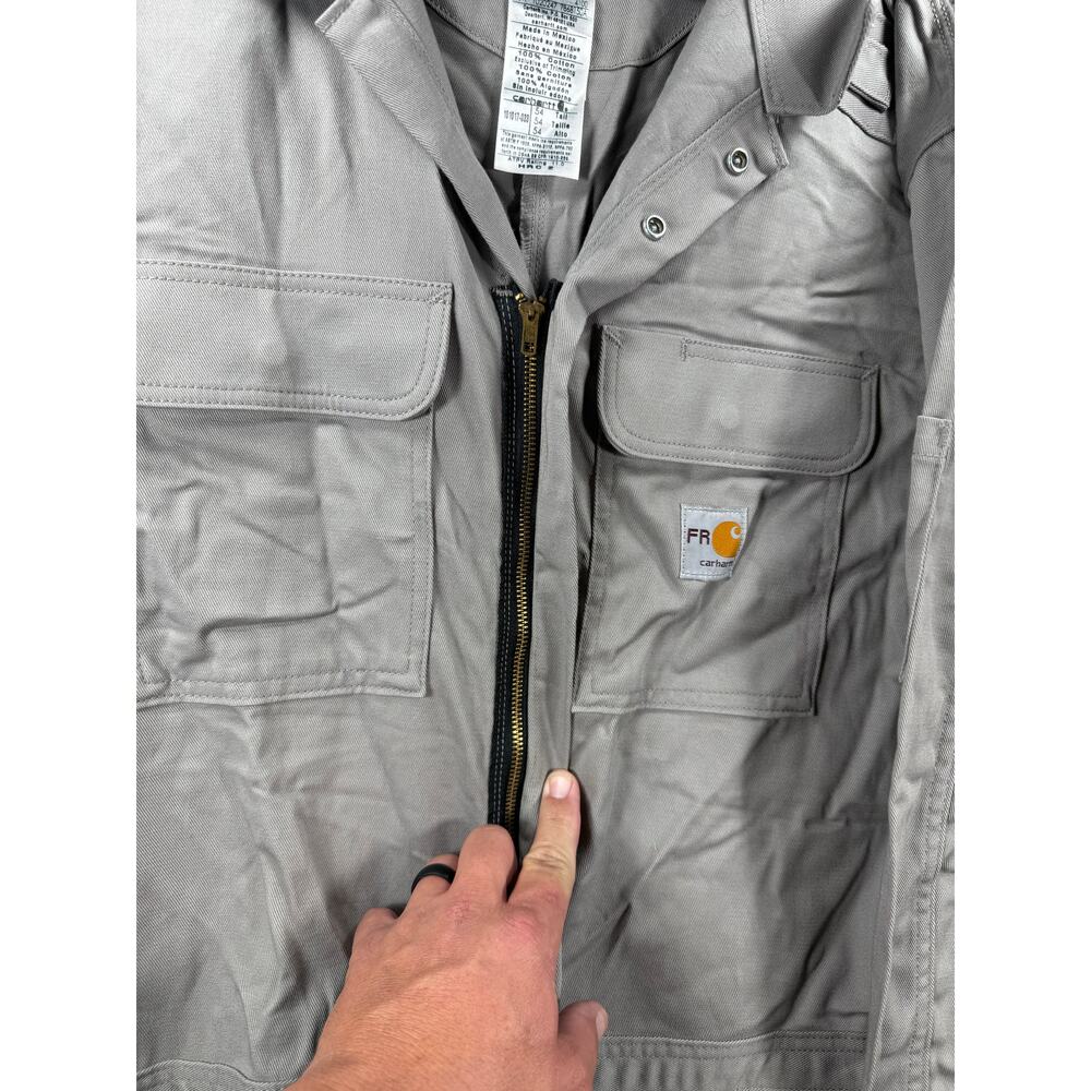 Carhartt FR Traditional Coveralls 54 Tall Gray Zip Up Multi Pocket Mechanic - Picture 4 of 10